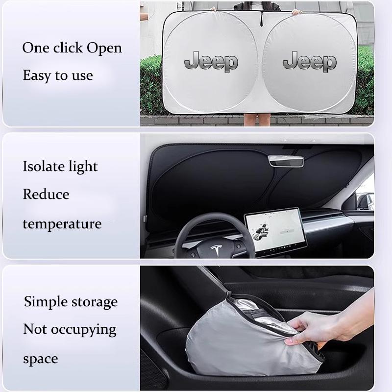 Car Windshield Sun Shade Visor UV Protection Shield For Jeep Grand Cherokee Wrangler JK Gladiator Compass Renegade Patriot Liber