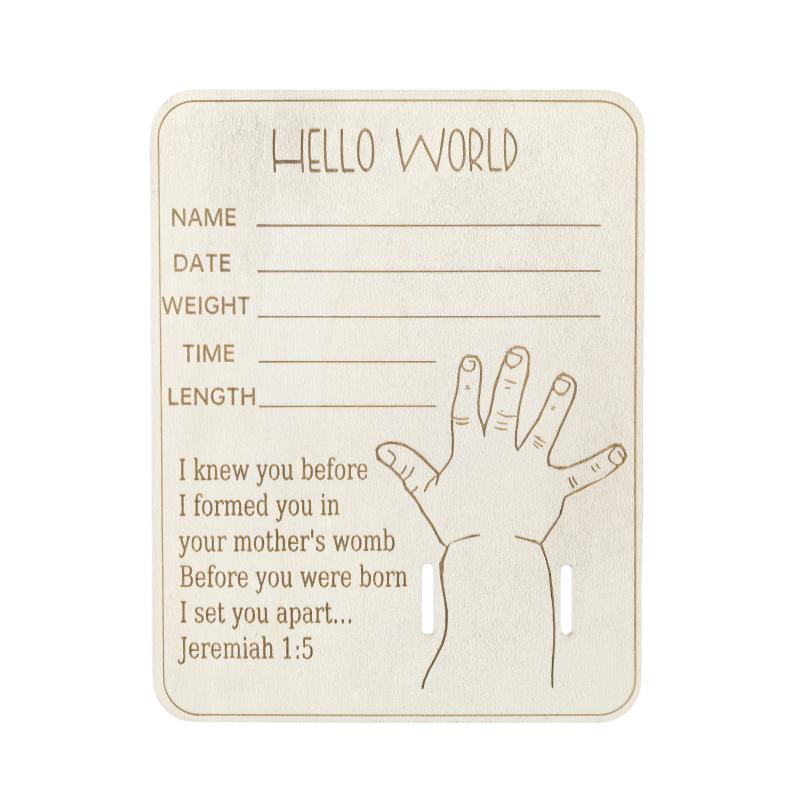 Wooden Baby Birth Hospital Bracelet Commemorative Plaque, Circular Carved Newborn Collection Plaque