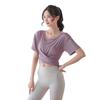 OEING Women's Short Sleeve Round Neck Yoga & Fitness Crop Top