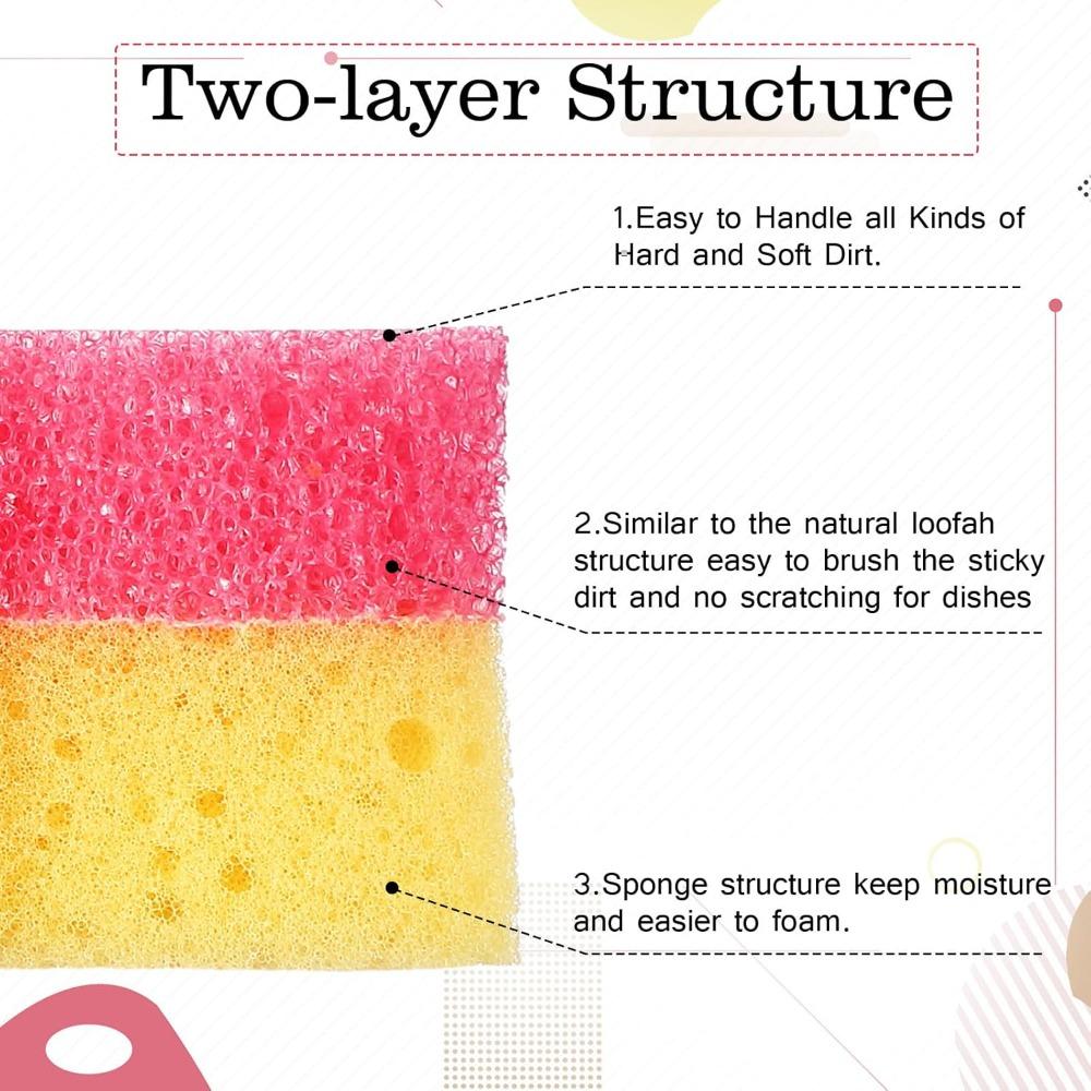 6pcs Dual Sided Scrub Sponge Multi Functional Cute Temperature Sensitive Non Scratch Dish Sponge for Washing Dishes Kitchen Bathroom