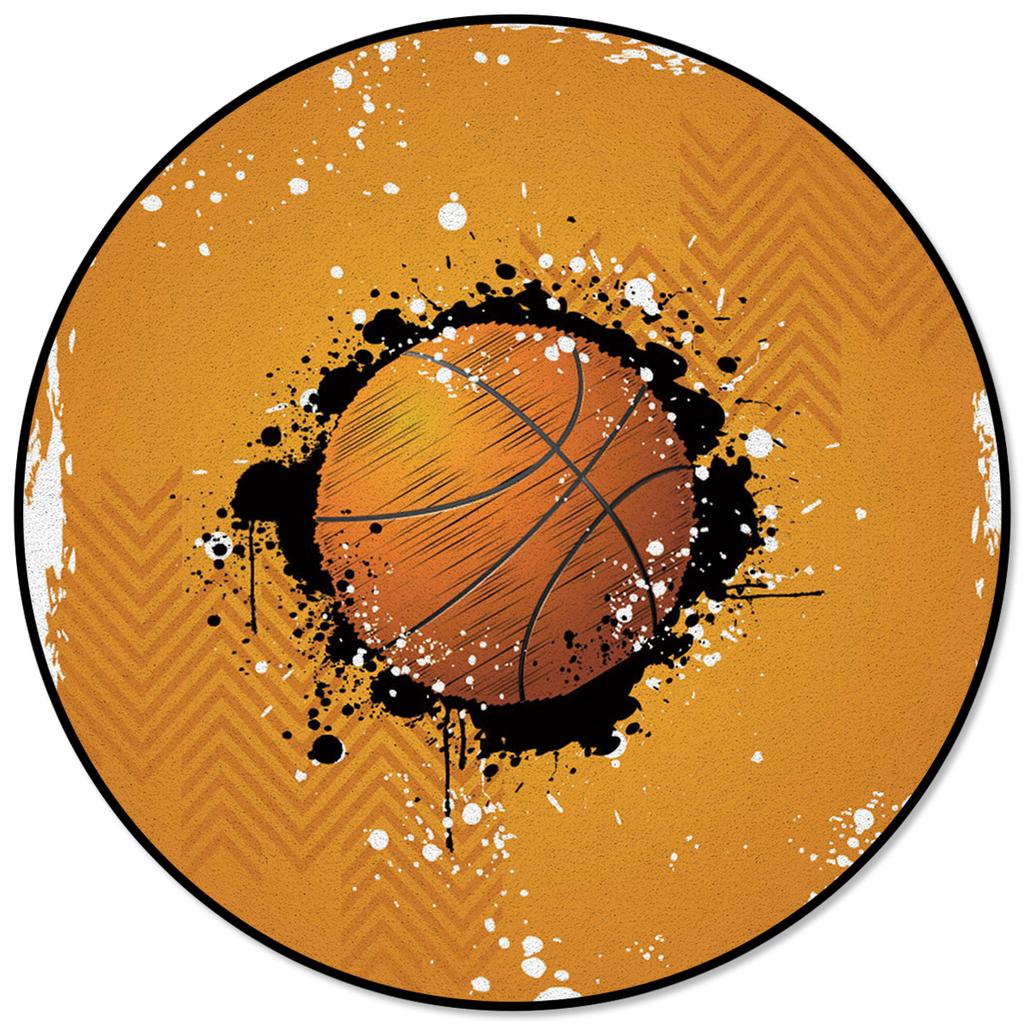 Living Room Bedroom Floor Mats Kids Room Area Rug Basketball Ball Retro Striped Print Round Rug