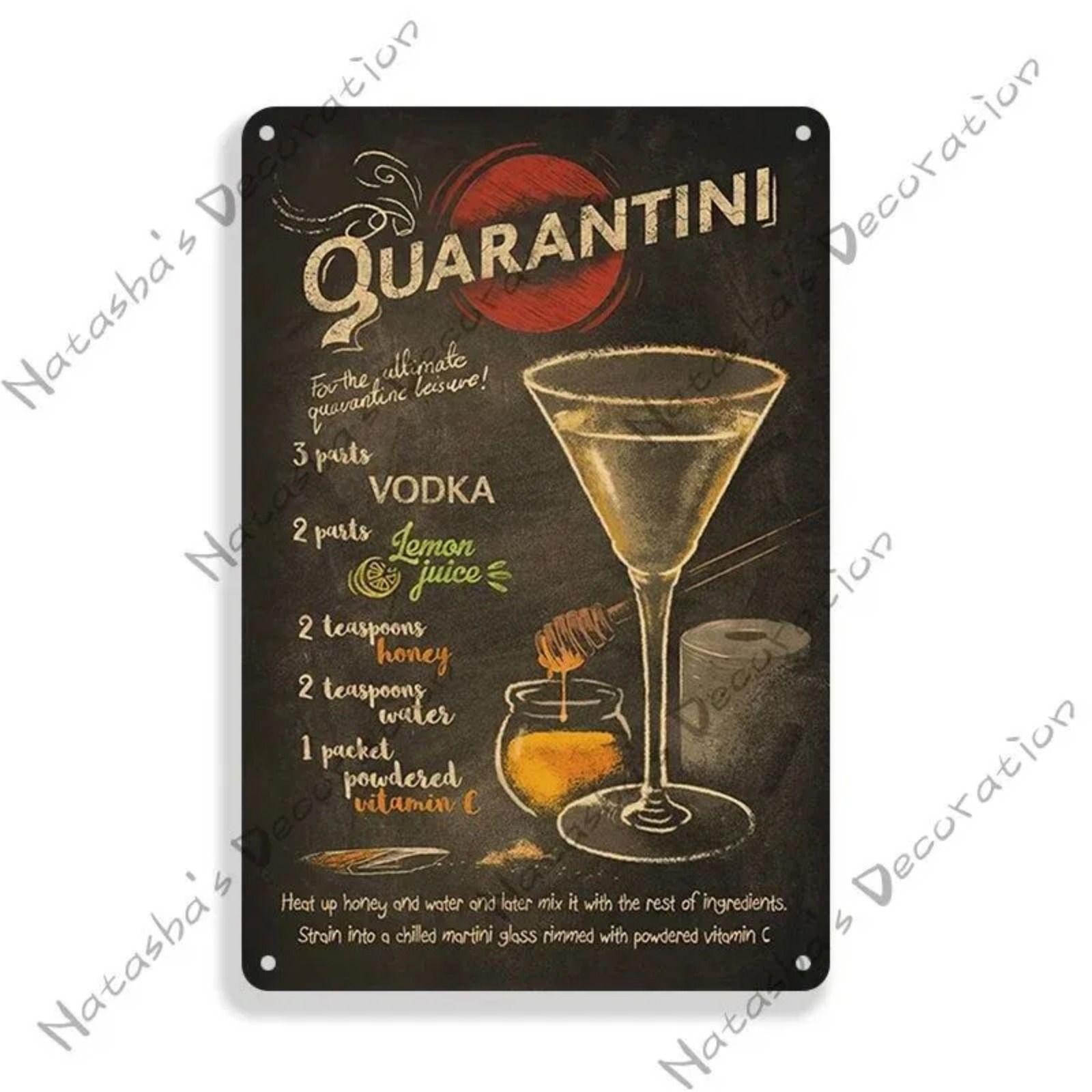 

Cocktail Themed Metal Tin Sign 30x20cm, Bar Home Wall Decor