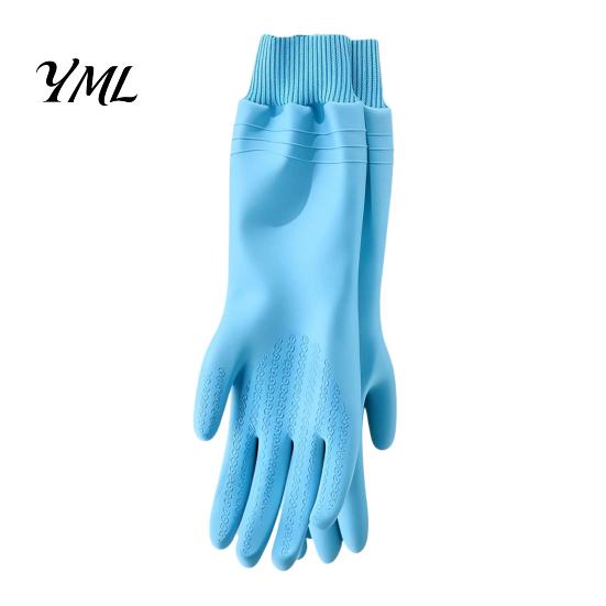 Reusable Rubber Gloves Fleece Lined Dishwashing for Housework, Waterproof PVC Cleaning Gloves, Anti-slip Thermal Kitchen Grip Warm Velvet Lining