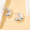 Retro Doudou C-shaped stud earrings French texture sense personalized fashion versatile light luxury sense wide face ear jewelry women