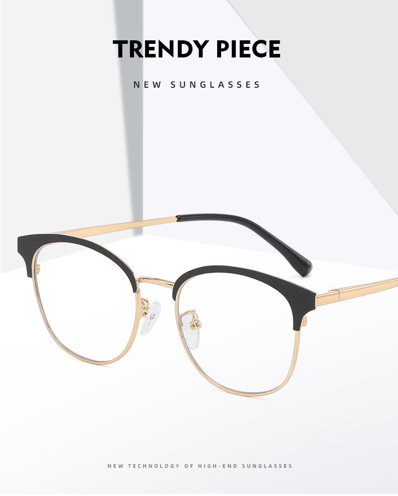 Men's Semi-Rimless Anti-Blue Light Myopia Glasses with Metal Frame for Students