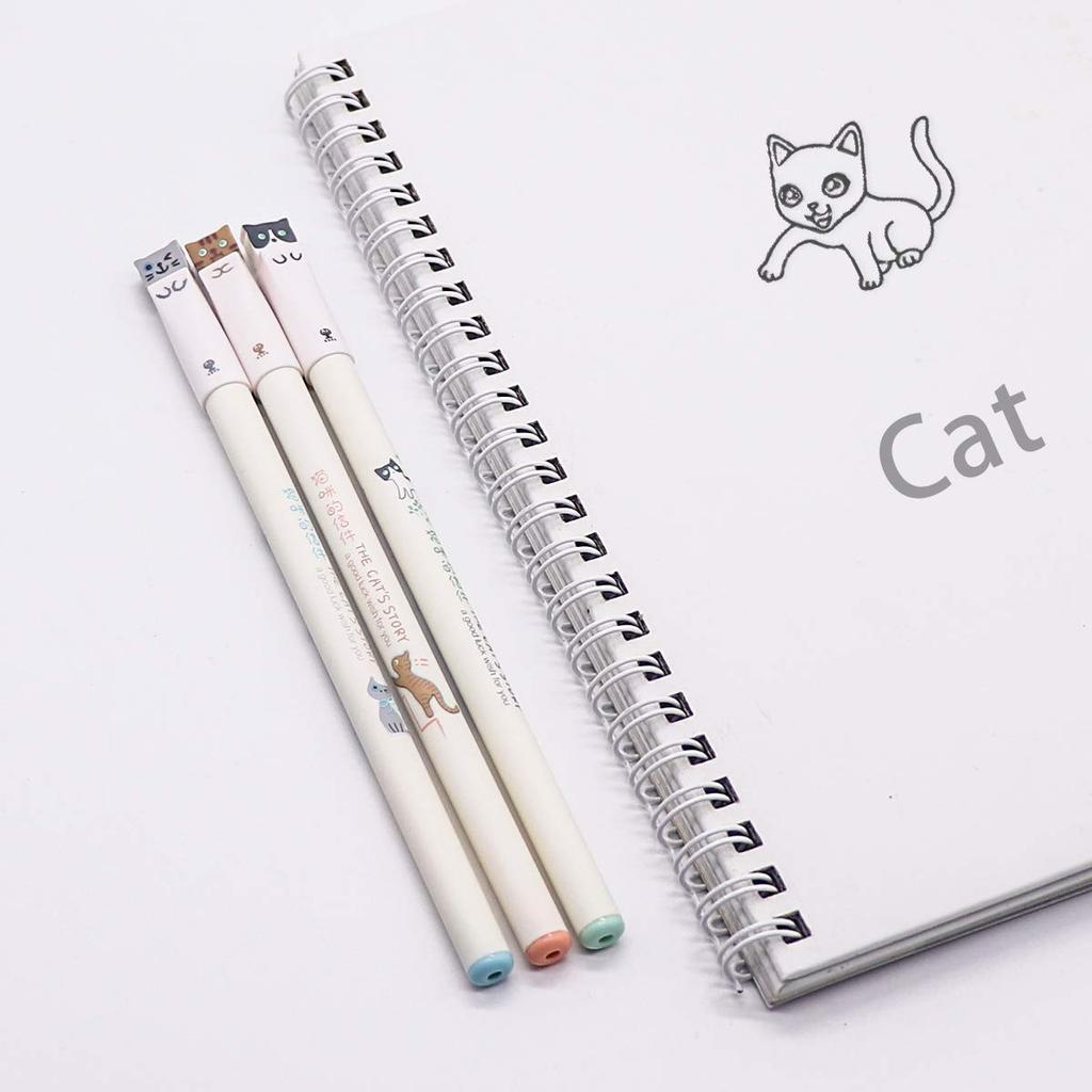 Sencoo 12pcs Blue Cute Cat Pen Gel Pen Ballpoint Pen School Office Supplies