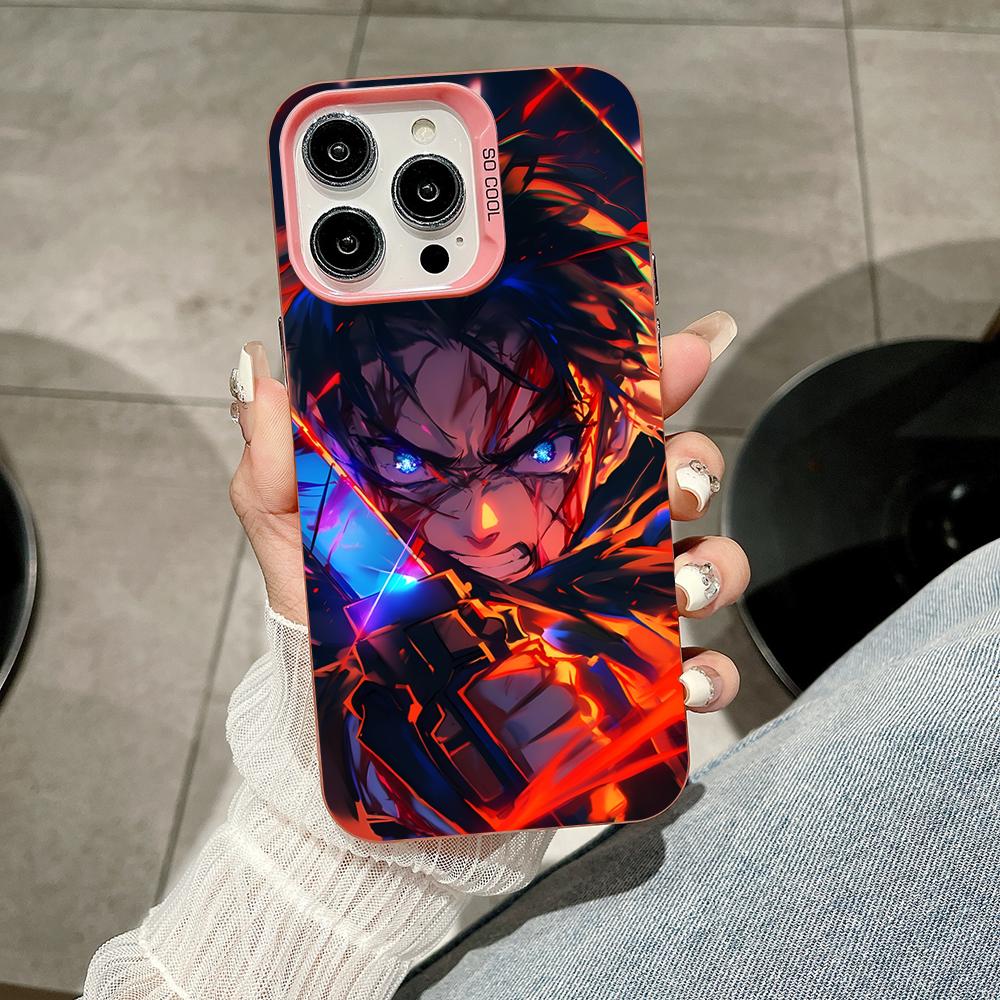 AOT Eren Yeager Pink Translucent Mobile Phone Case for iPhone 17 16 15 14 13 12 11 X XR XS Air Pro Max Plus Colorful Cover
