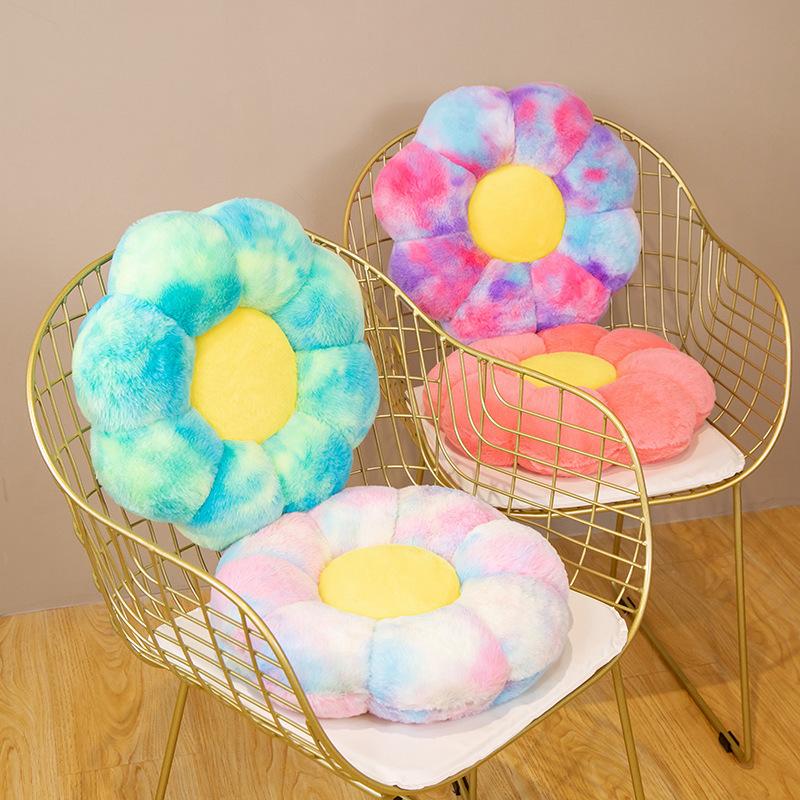 Kawaii Rainbow Sun Flower Cushion Plush Pillow Toy Soft Cartoon Plant Stuffed Doll Chair Cushion Car Decor Lovers Birthday Gifts