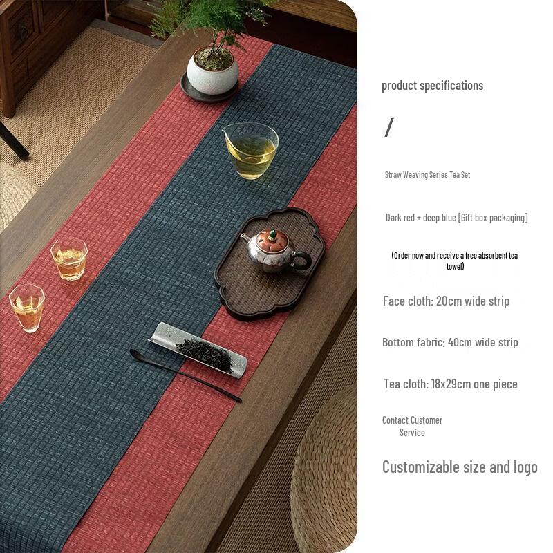 Hantun Chinese Style Waterproof Straw Woven Bamboo Tea Mat