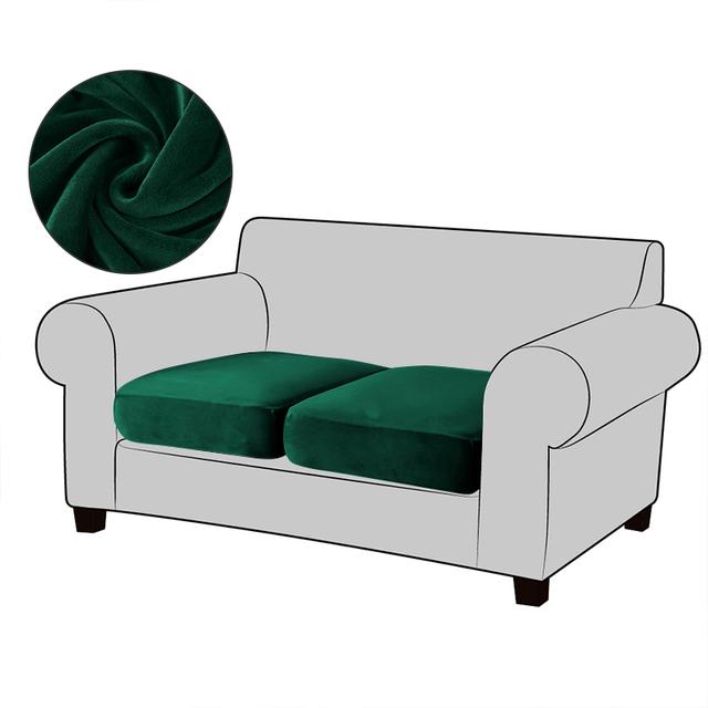 White Velvet Sofa Seat Cushion Cover Elastic For Living Room Corner Couch Cover Stretch Sofas Case Seat Slipcover 1 2 3 4 Seater for Home