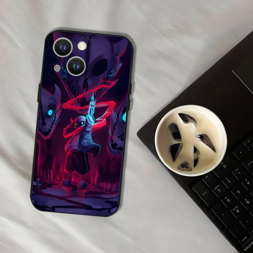 U-Undertale Sans doggo Black Soft Cover Phone Case For iPhone 17,16,15,14,13,12,11,Pro,XS,Max,XR,Plus,E,SE4,Mini