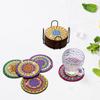 6pcs/8pcs Diy  Coasters With Holder Round Mandala Coasters  Kits Accessories
