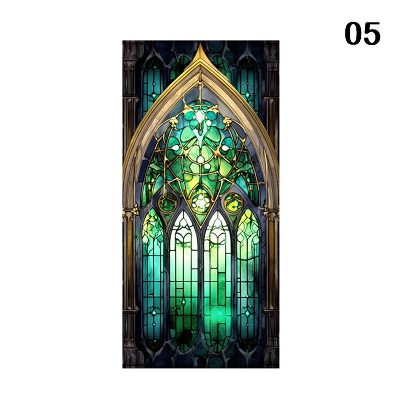 Retro Art Skleněná Fólie Evropský Styl Vitrážové Kostelní Umění Soukromí Okenní Samolepky Neprůhledné Hotelový Klub Veranda Okenní Dekorace Fólie