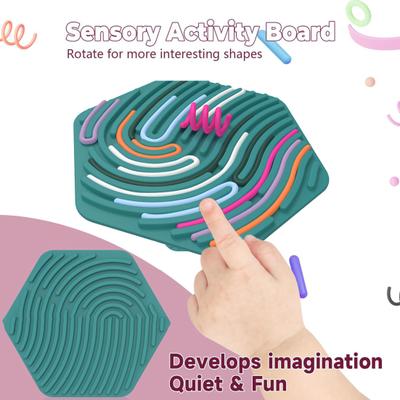 Hexagon Sensory Activity Board Beroligende stressavlastning Silikonstrimler Fidget Leketøy Finmotorikkutvikling Barn Tenåringer Voksne Pedagogisk Travel Board