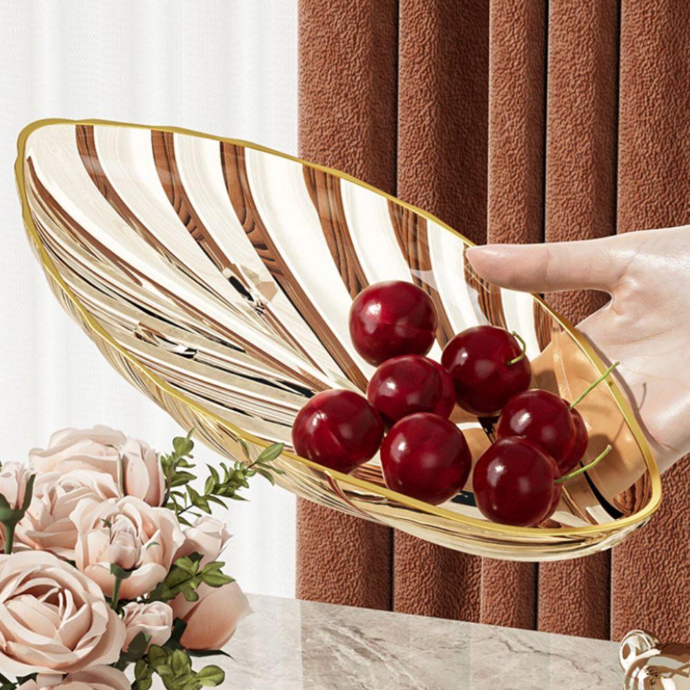 Large Capacity Leaf Shape Snack Serving Dish Transparent Fruit Plate Bone-spitting Plate Nut