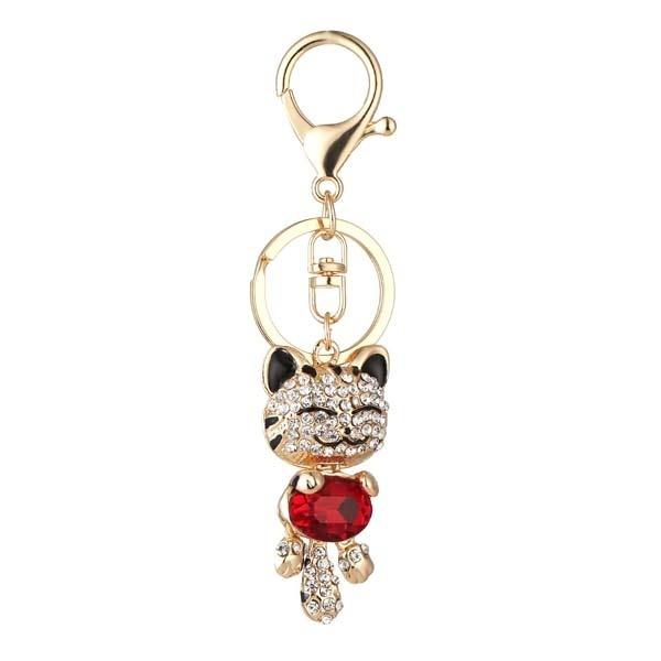 Smile Cat Crystal Rhinestone Keyring Key Holder Purse Bag for Car Christmas Gift Keychains 2017 Brand Key Chain ZHH2745/sm