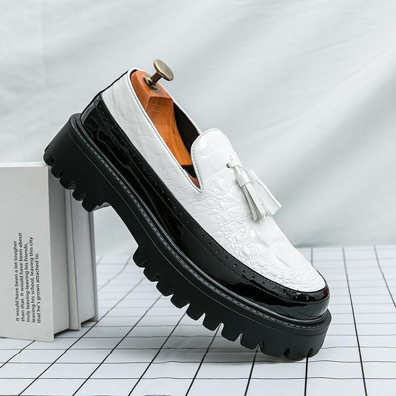 

Модные Высококачественные Замшевые Лоферы с Кисточками Ручной Работы Модные Мужские Кожаные Туфли на Толстой Подошве Деловые Повседневные Туфли Слипоны Мужская Обувь 46