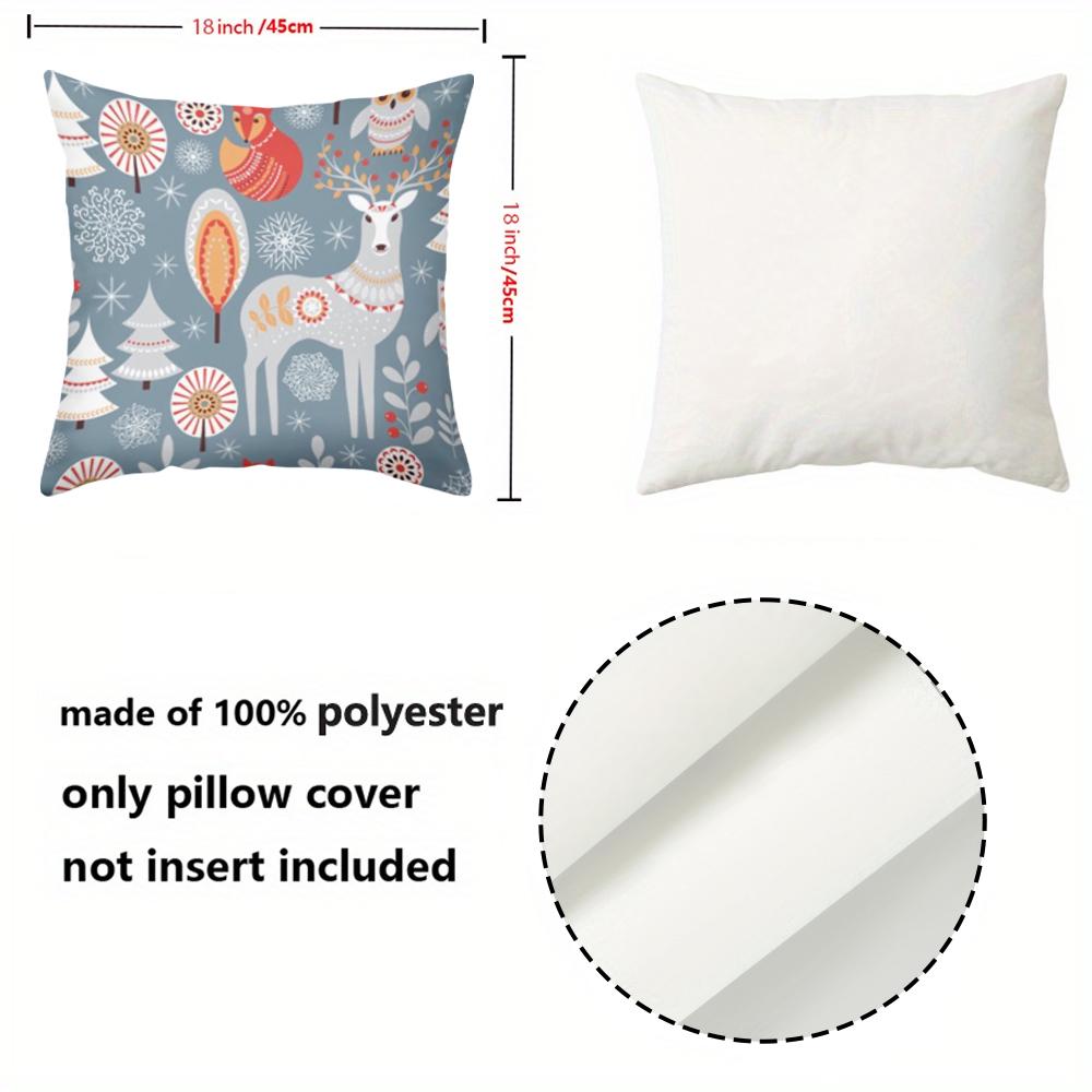 Christmas Decorative Pillows With Deer Fox Owl Bird Pattern Polyester Pillowcase, Sofa Decorative Cushion Cov Headboard Pillow