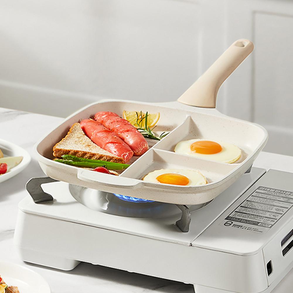 COOKER KING Fried Egg Pan Partition Frying Pan3 In1 Breakfast Frying Pan Multifunctional Non-Stick Barbecue Lunch Pancake