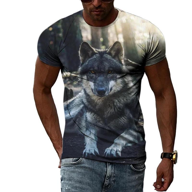 3D Casual Wolf Print T Shirt Men Women Summer Animal Tee Man O Neck Short Sleeve Loose Tops Breathable Couples T Shirts