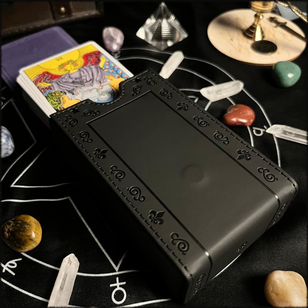 Luck Lab Leather Tarot Card Black For Most Standard Size Tarot Cards Deck Sizes of x x Sun Design Case/Holder - - (Fits 4.875 2.875 1.25 Boxes) -