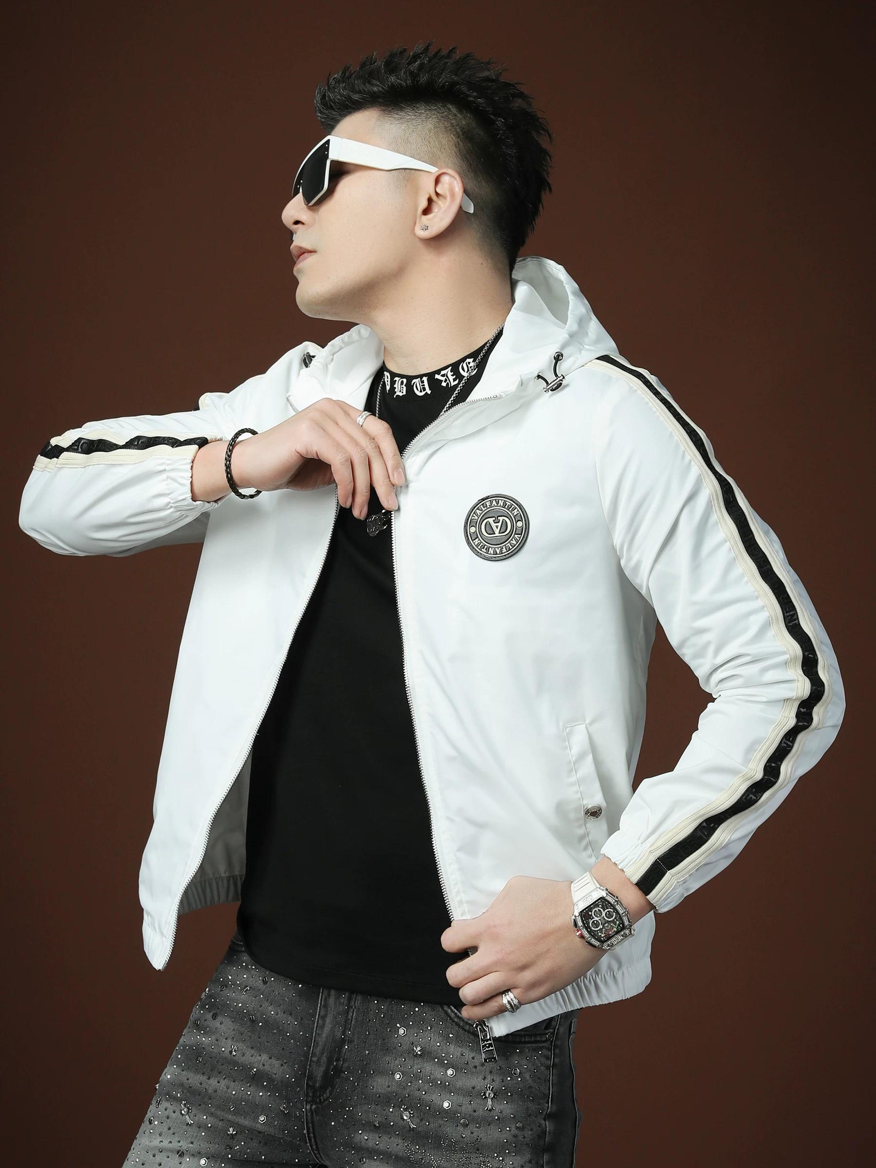 European Station 2025 Spring and Autumn New High-End Men s Jacket Trendy Brand Fashion Tape Hooded Jacket Men s Clothing 2XL