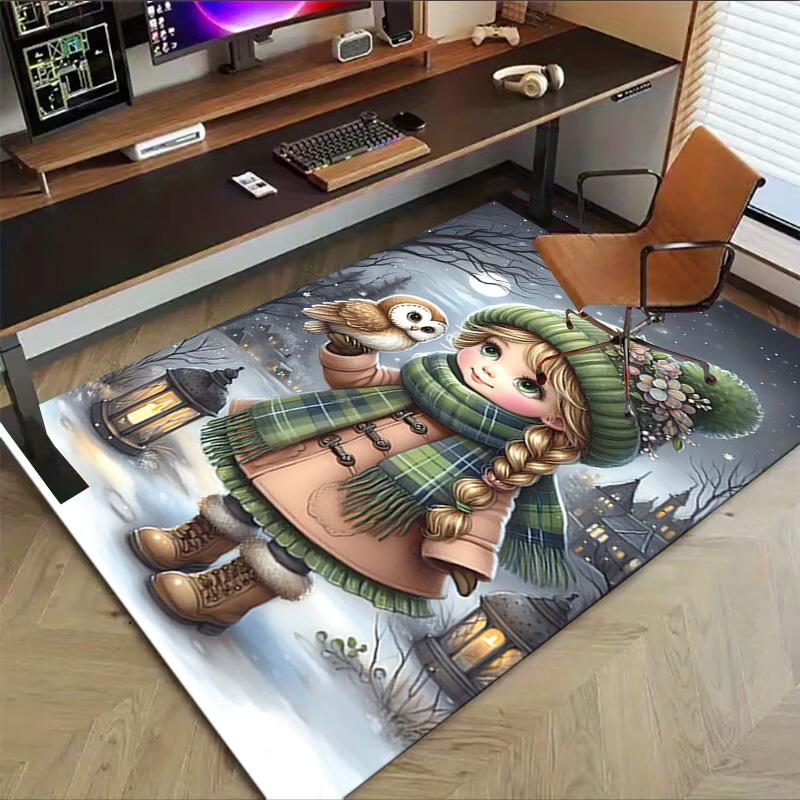 1PC girl winter Extra Large Non Slip Floor carpet, Office, family, Studio   Large Area Rug Indoor Rugs, Bold Statement Piece