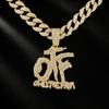 Pandantiv Hip Hop OTF cu Diamante Complete cu Lanț Cuban - Colier Trendy pentru Rapper