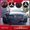 AMG W220 For Benz AMG Front Grille Star Logo 3D Mirror Emblem With LED Lighting Chrome Silver Glossy Matte Black For Mercedes Be