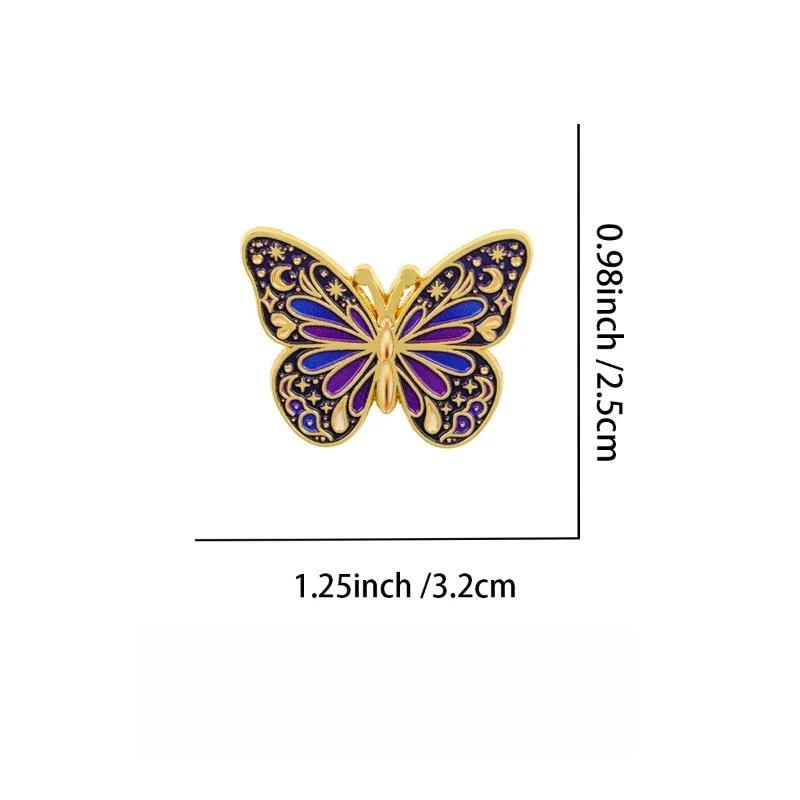 1/5Pcs Moon Star Pattern Brooch Vintage Floral Butterfly Enamel Pin Set For Coat Collar Lapel Pins Metal Badges Jewelry Gift