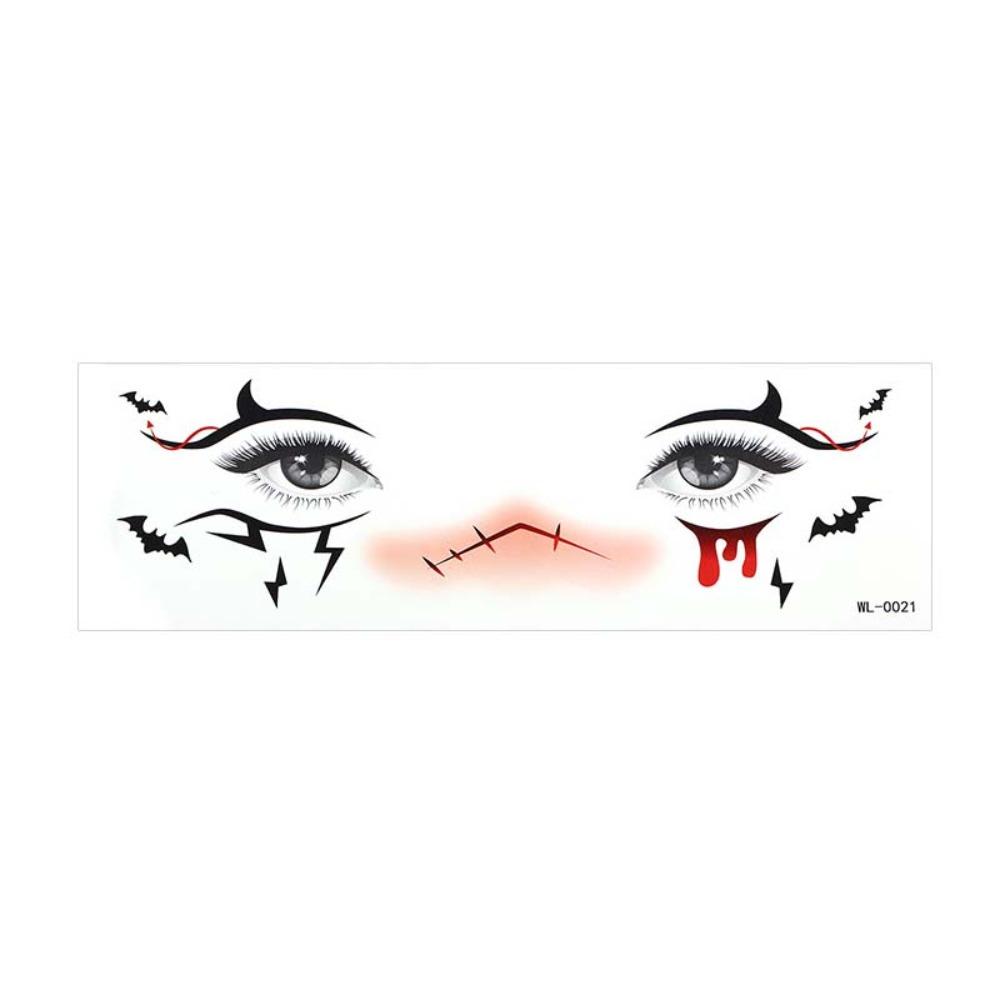Spider Web Halloween Face Tattoo Sticker Ghost Bat Body Art Scar Stickers Haunted House