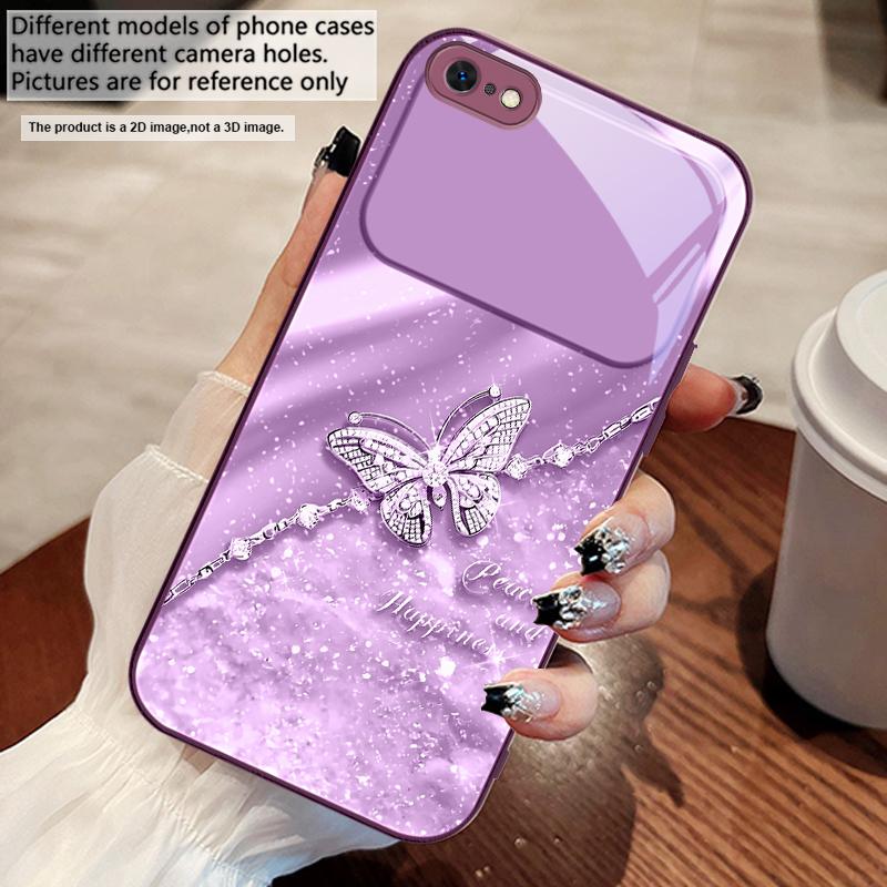 Elegantní modrý motýl Pro iPhone 17 Air 16 E 15 14 13 Plus 12 mini 11 17 Pro Max XR Xs Max 16E 7 8 Tvrzené sklo Kryt na telefon