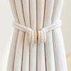 2PCS Magnetic Curtain Ties,with Strong Suction, Woven Rope And Wooden Beads Tiebacks, for Nordic Japanese Style Home Decor