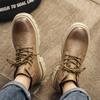 Retro Men's Ankle Boots Waterproof Casual Leather Boots High Top Shoes for Men Non Slip Work Boots