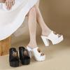 Fashion High-quality Summer New Thick-heeled, Thick-soled, Fish-spout One-line High-heeled Flip-flops T62