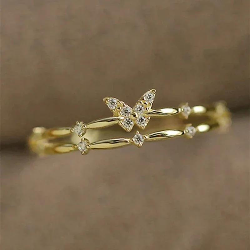 

2026 Butterfly Rings Newly Designed Exquisite Finger Accessories for Women Fresh Style Bridal Wedding Statement Zircon 6
