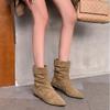 Inner height increase~ retro suede short boots women's autumn and winter new pointed pile boots temperament knight boots