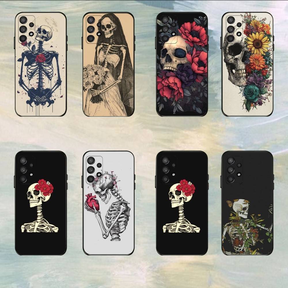 Skull Skeleton GrimReaper Phone Case For Samsung S25,S24,S21,S22,S23,S30,Ultra,S20,Plus,Fe,Lite,5G Black Cover