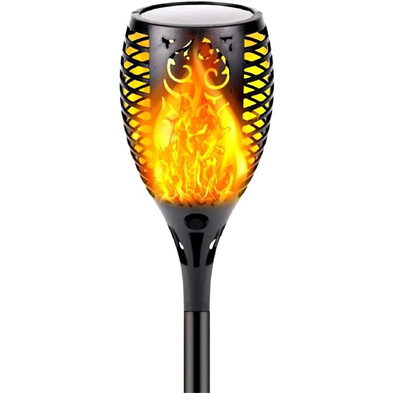 Solarna Lampa Płomień 12/96LED Wodoodporna Zewnętrzna Lampa Solarna Migocząca Krajobrazowa Lampa Trawnikowa Dekoracja Oświetlenie Boże Narodzenie Halloween Atmosfera Dziedzińca