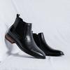 Black British Chelsea Men's High Top Simple and High-end Casual Business Formal Pointed Leather Boots