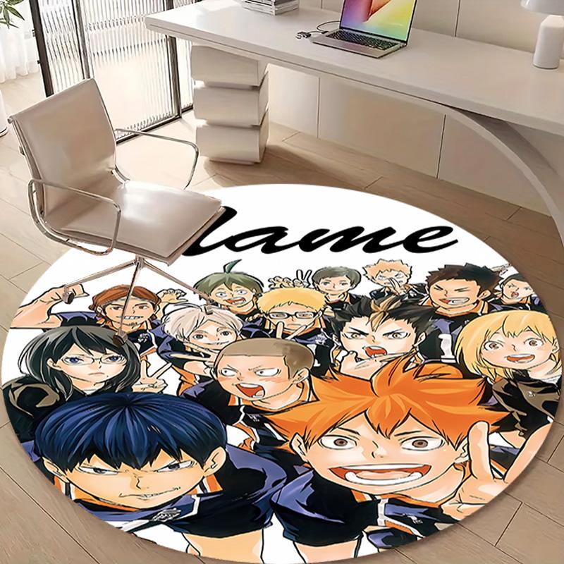 Personalized Haikyuu Round Chair Office Rug - Perfect for Mat, Office Chair & More - Ideal Gift for Birthdays and Holidays