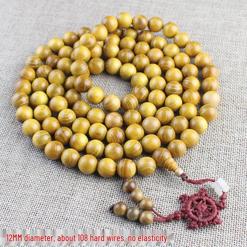 Zhemu 2.0 Gelbes Sandelholz Buddhistisches Perlenarmband (108 Perlen) für Männer und Frauen