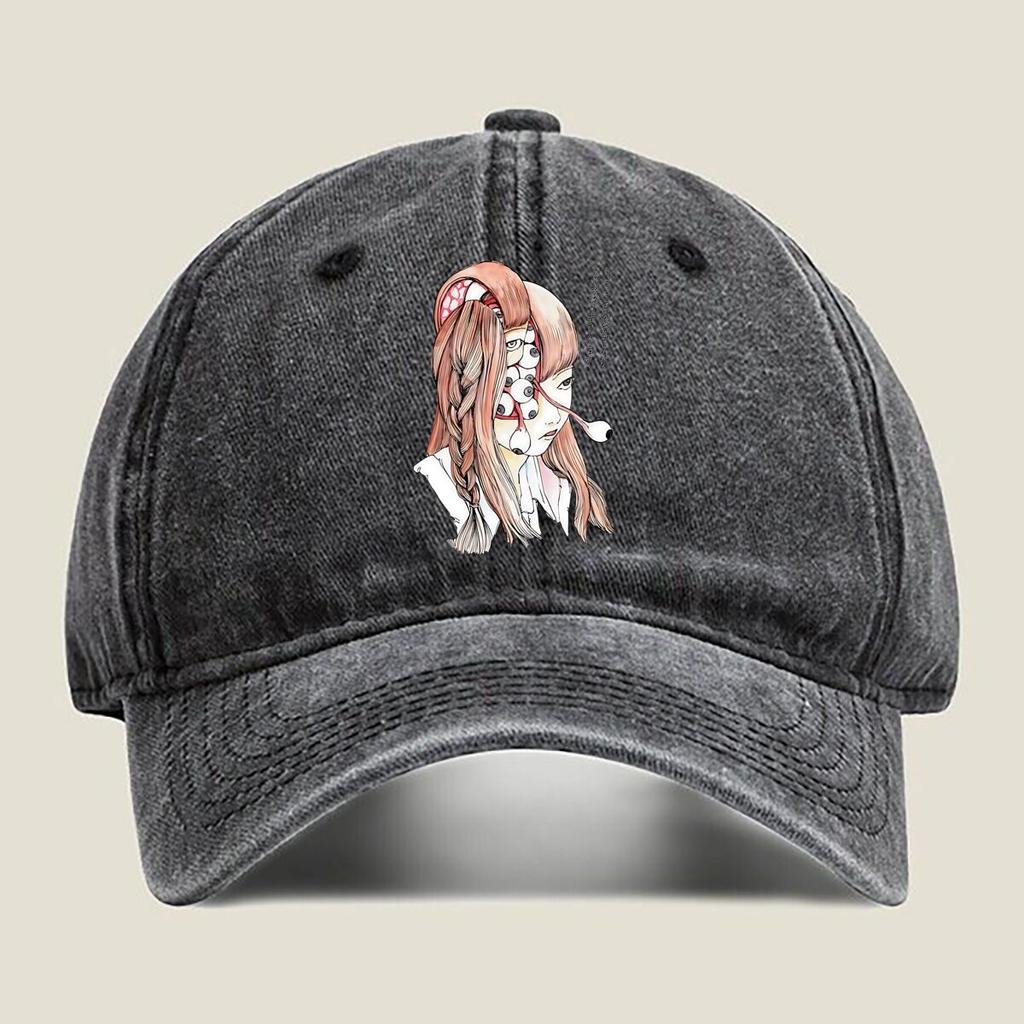 Surreal Girl with Eyes Illustration Fashion Washed Baseball Cap Hat Outdoor Activities