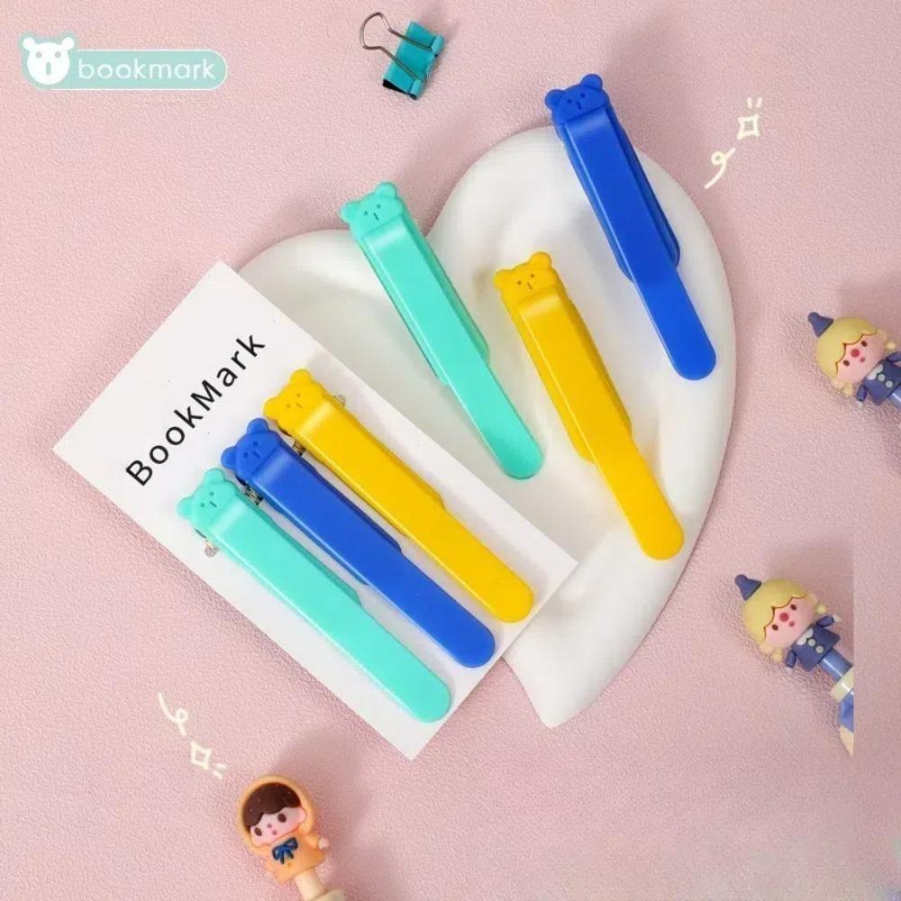 1/3 Pcs New Cute Bear Bookmark Clip Silicone Stationery Supplies Book Markers Automatically Follows Page Flipping for Student
