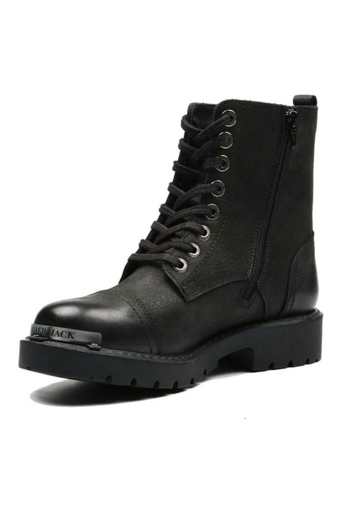 Men's Fashion Genuine Leather Flat Heeled Booties Black Metal Buckle Rubber Thick Sole Daily Sports Boots Boots Shoes