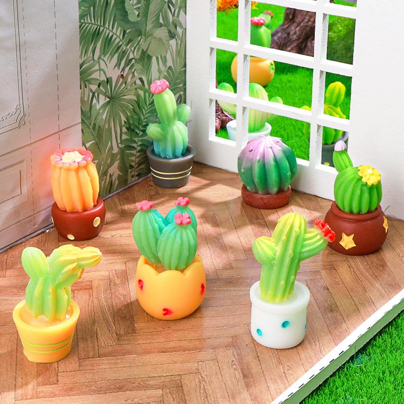Simulation Cactus Succulent Potted Plant Micro Landscape Figurine Miniature Mini Ornaments Diy Home Desktop Decorations Crafts