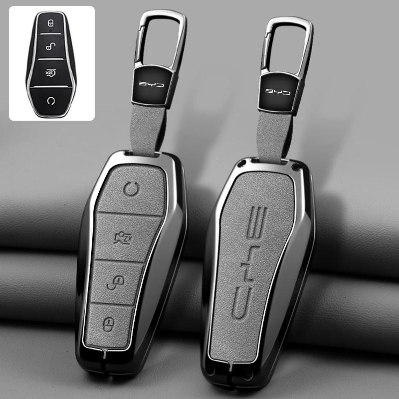 Interior Mouldings New Alloy Style Sheepskin Car Key Case Cover For BYD Song Pro Plus Max Dmi EV Seal Dolphin Remote Control Key