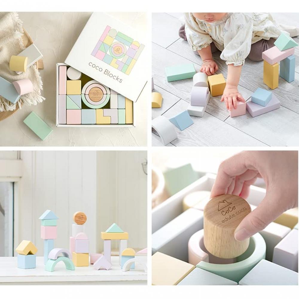 Edute COCO Coco Blocks Building Blocks, Wooden Toys, Educational Toys, 1 Year Old, 2 Years Old, 3 Years Old, Wooden Sound Building Blocks, Miki Buildi