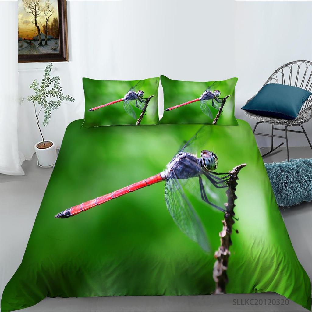 Vânzare caldă imprimare cu libelule, textile pentru acasă, așternut, costum, insecte, nou moda, microfibră, lavabilă, huse de pilotă