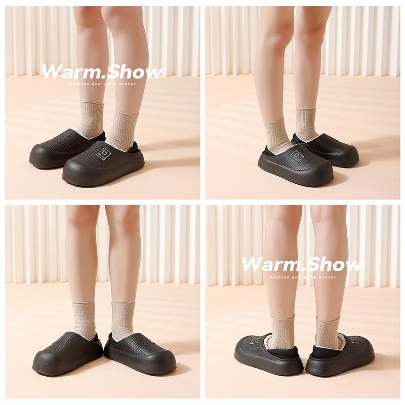 Waterproof cotton slippers women's winter indoor home household plush warm men's winter two wear cotton shoes men's winter